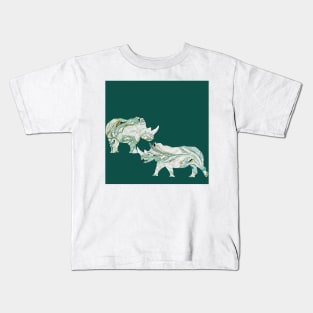 White Rhinos Collage dark Kids T-Shirt